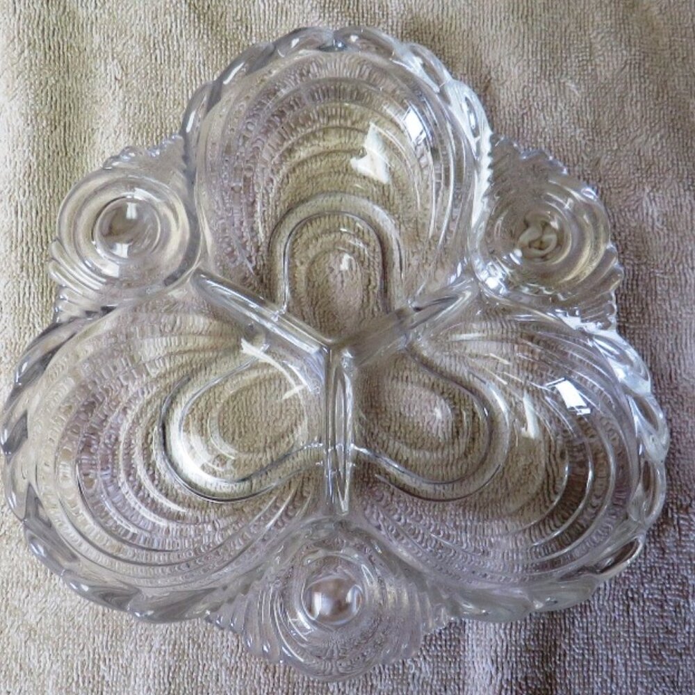 Cambridge Relish Dish Caprice Clear Glass - Vintage 1940s